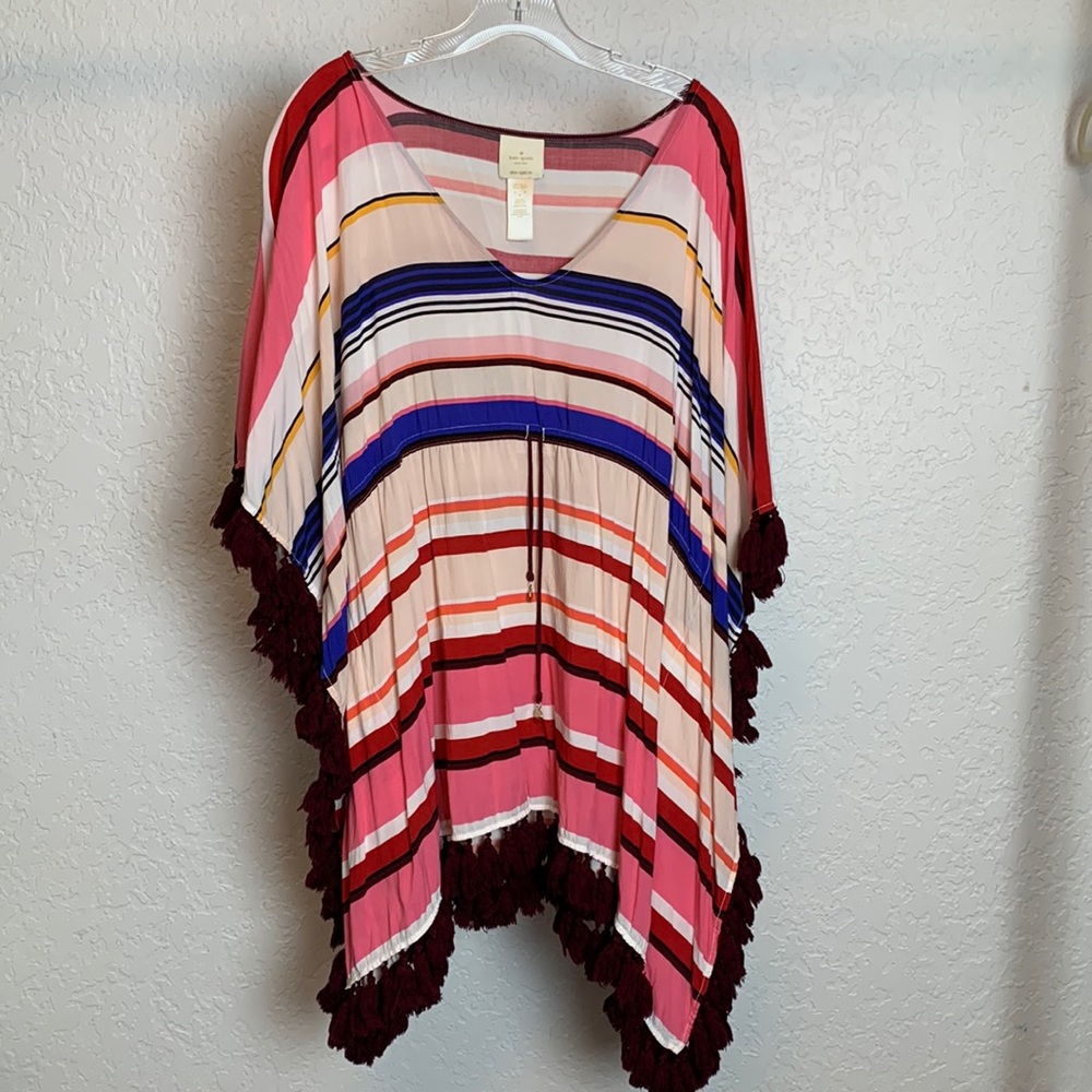 Kate Spade Miramar striped tasseled swim cover up large